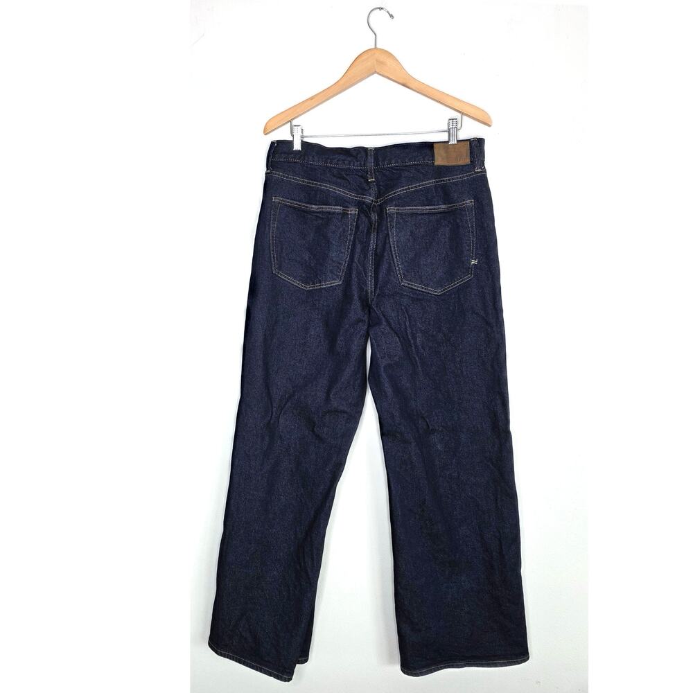 AE77 Premium Stovepipe Jeans 14 Short Dark Wash High Rise Straight Leg Denim - Picture 8 of 9